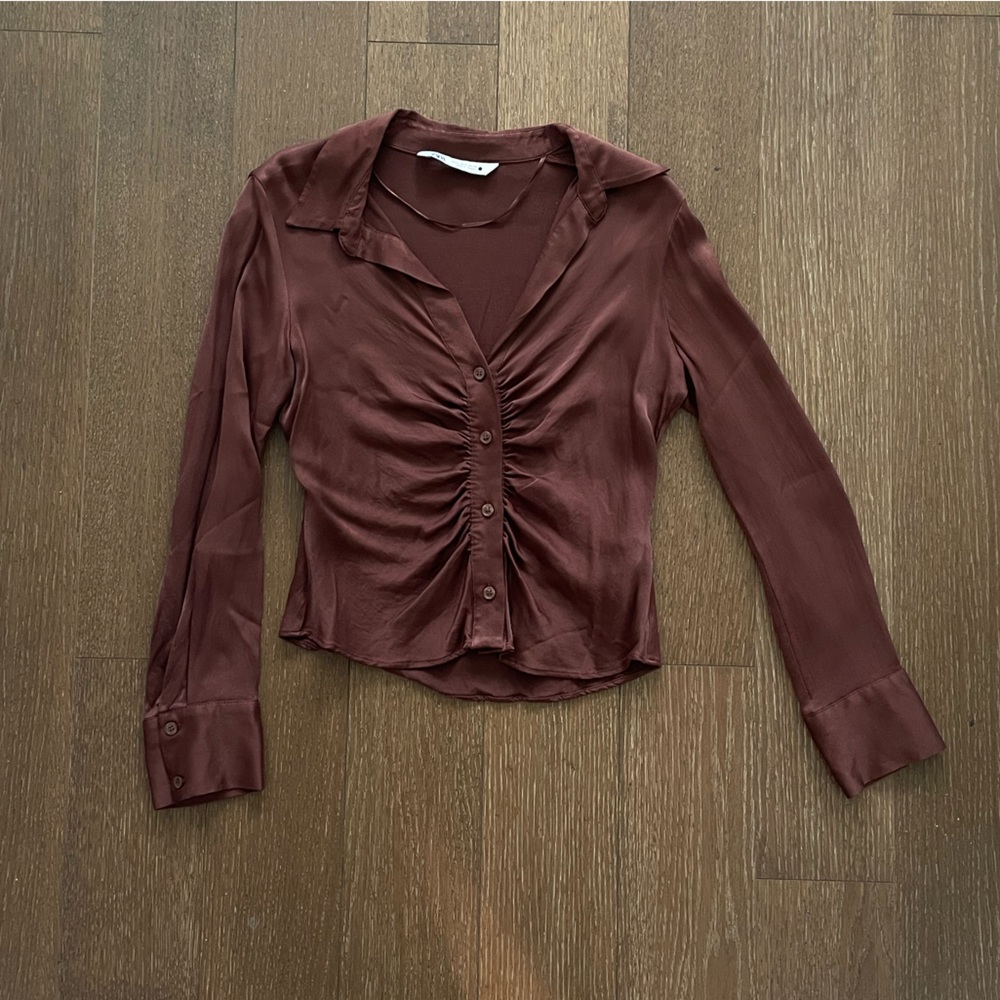 Zara satin button up top